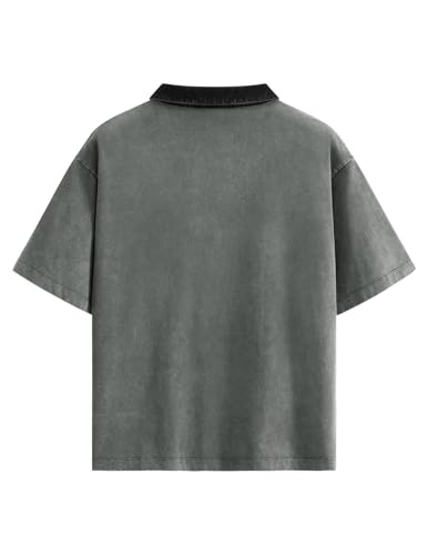 Image of Aelfric Eden Mens Oversized Washed Polo T Shirts Heavyweight Vintage Cotton Tees Short Sleeve Tops Unisex