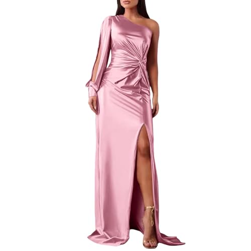 Vestido de cóctel largo verde maxi de satén para ropa de noche formal