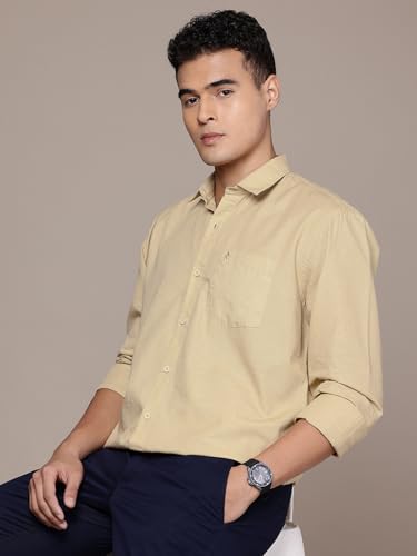 Image of Men's Cotton Linen Solid Shirt | Slim Fit Full Sleeve Casual Shirt | Lightweight | Breaethable | Stylish