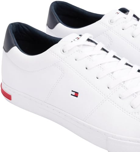 Tommy Hilfiger Sneakers Vulcanizzate Uomo Essential Leather Detail Vulc Scarpe, Bianco (White), 43 EU - 8