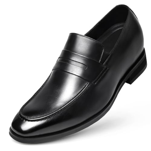 Image of CHAMARIPA Men's Invisible Height Increasing Loafers | 2.76 Inch Elevator Shoes | Genuine Leather Lining | Slip-On for Business Casual & Formal Wear