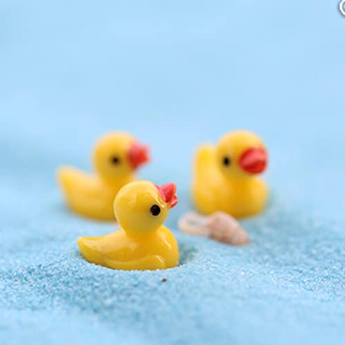 100 peças mini bonecos em miniatura de pato de resina - decoração de mini pato amarelo e colorido -