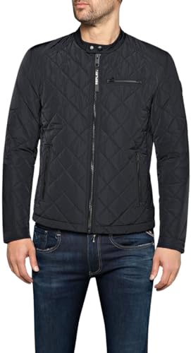 Replay Herren Steppjacke Übergangsjacke ohne Kapuze, Black 098 (Schwarz),...
