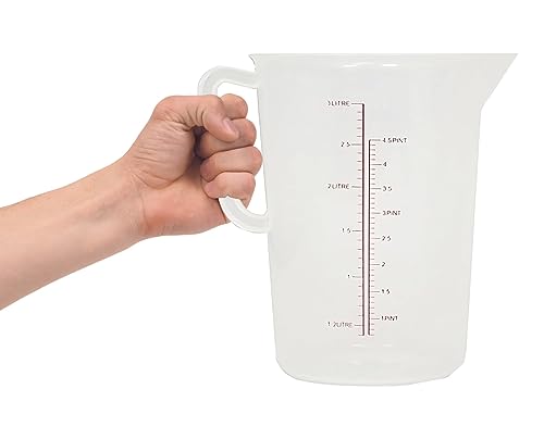 Acense Polypropylene Measuring Jug, Precise Measurement, Perfect Narrow Stem, Spillage-Free, Multi-Purpose Flour, Ground Almonds, Sugar, Milk, Oil, Dishwasher Safe, Capacity: 3ltr/70.5fl.oz
