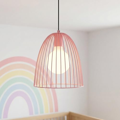 Lámpara colgante infantil rosa de metal
