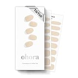 ohora 半硬化ジェルネイルストリップ (Nクリームベース) - ヌード、ソリッド、あらゆるUV/LEDランプに対応、サロン品質、長持ち、貼り付けと取り外しが簡単 - プレップパッド2枚、ネイルファイル&木製スティック付き