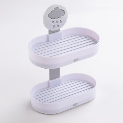 Image of UMAI Soap Holder | 2-Tier Bathroom Soap Tray | SoapHolder for Kitchen Sink | Wash Basin Soap Dish | Hanging Sink Organizer Plate | Self Adheshive Soap Holder | White