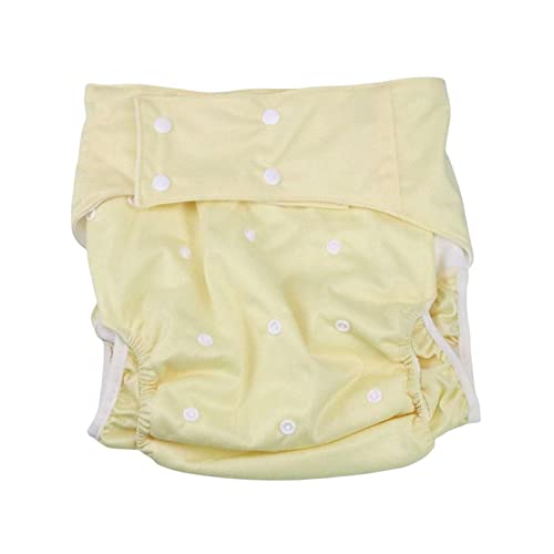 perfk Cubierta de pañal para adultos, cubierta de pañal lavable, talla única, sin fugas, parte elástica de la pierna, pantalones de pañales ajustables , AMARILLO