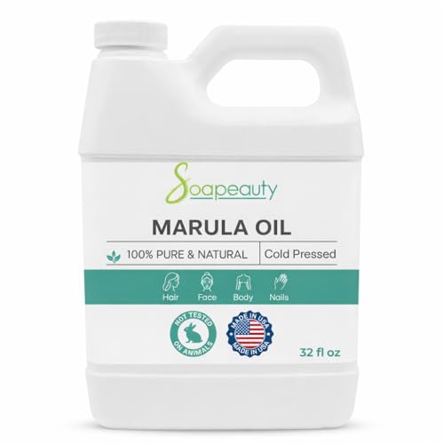 Soapeauty Marula Oil Cold Pressed Unrefined | 100% Pure Natural Carrier Oil for Face, Skin, Hair & DIY Soap Making | 32 fl oz