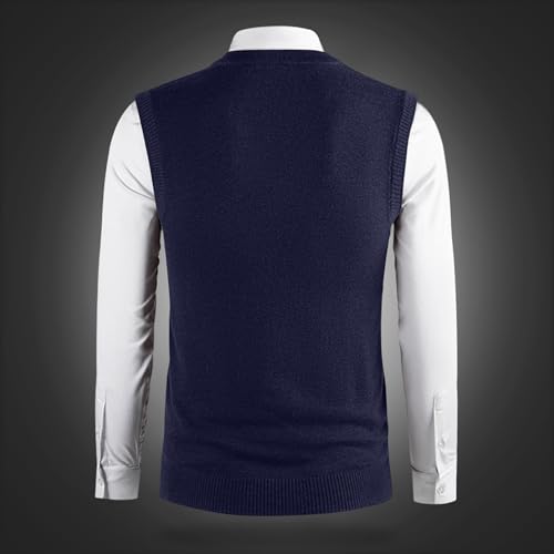 Men's Sweater Vest Sleeveless V Neck Knitted Vests Slim Fit Casual Lightweight Warm Pullover Sweaters Waistcoat4