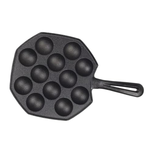 Alipis Sartén de Hierro Fundido Grueso para Cocinar Huevos de Codorniz y Caracoles, Molde sin Recubrimiento de 12 Cavidades, Bandeja Antiadherente para Horno y Plancha, Adecuado para Uso
