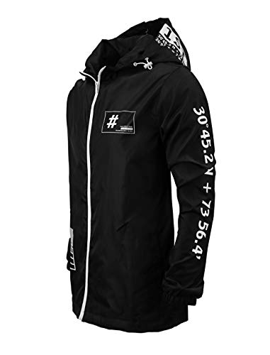 Image of Screenshotbrand Lightweight Hooded Water Resistant Windbreaker - Zip-up Fashion Map Print Rain Jacket