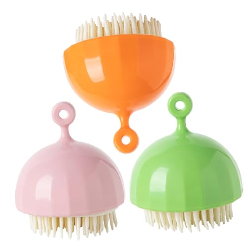 WEKADRIN Cepillo de Ducha para Bebés de Silicona 3 Piezas Cepillo Ergonómico Compacto Cerdas Suaves ABS Resistente al Desgaste Accesorios de Baño para Cuidado Diario Bebés