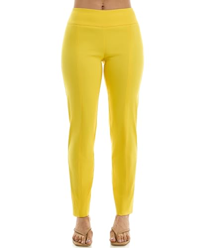 Zac & Rachel Women's Millennium Fabric Pull-On Slim Leg Pant, Habanero Gold, 10