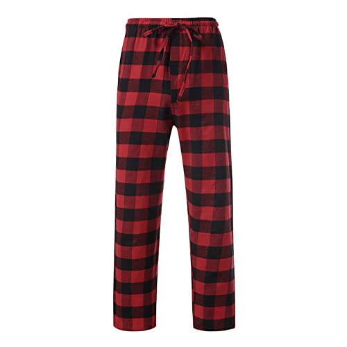 Men's Casual Pants Plaid Print Lounge Homewear Plaid Pajama Trousers Elastic Waist Drawstring Loose Fit Jogging Pants3