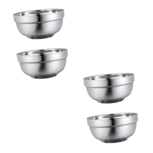 CONGARTENO 2sets Double-wall Insulated Stainless Steel Bowl Large Rice Bowl Lid for Soup Camping Home Use 2pcs*2