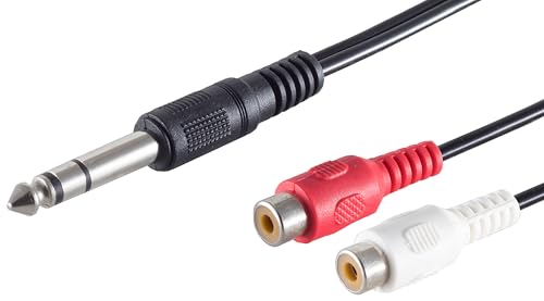 Cable conector jack 6.3 mm a 2 RCA macho de audio analógico negro 1