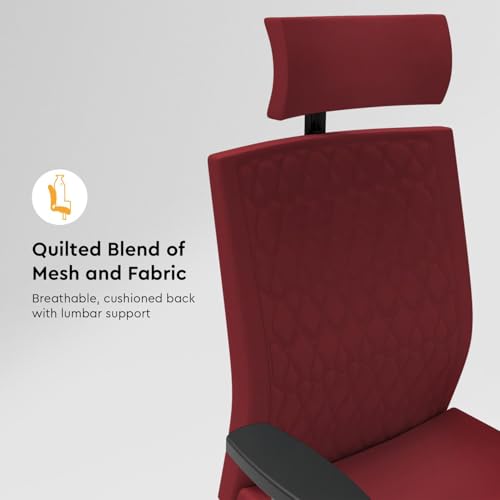 Image of Interio by Godrej Prime High Back Ergonomic Premium Cushioned Office /Study /Revolving Chair, 1 Year Warranty, Height Adjustable Chair with Adjustable Armrest, Steel Base (Milan Red)