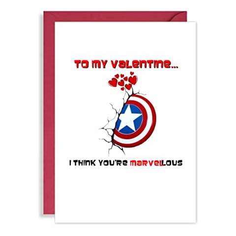 Funny Marvel Valentines Day Card - Captain America thinks you're Marvel-lous! Movie valentine Cover