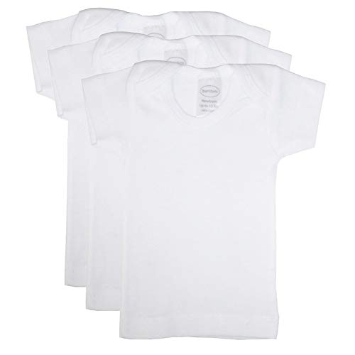 bambini Baby Boys Girls Unisex 3-Pack Short Sleeve Lap T-Shirt, White, Large 27-34 Lbs