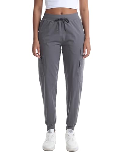 Women's Lightweight Hiking Joggers with Pockets - Water Resistant Cargo Pants for Outdoor Workouts Camping