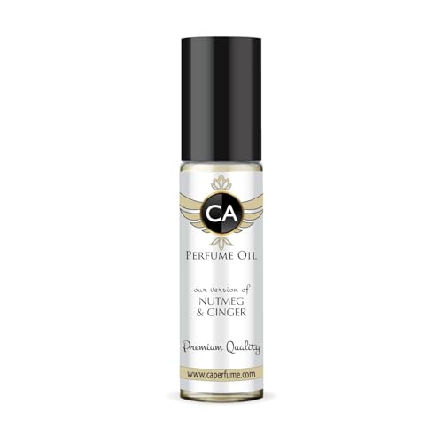 CA Perfume Impression of Nutmeg &amp; Ginger Unisex Fragrance Oil Woody Spicy Scent Long Lasting Perfumes for Women &amp; Men Travel Size TSA Ready Mini Parfum Body Oil Roll-on 0.33 Fl Oz 10ml