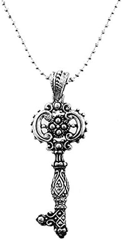 Key To Success Filigree Silver & Crystal Key Pendant Gift Boxed