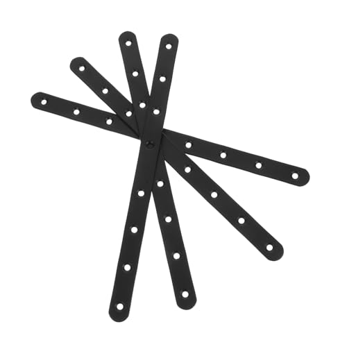 BATHVEVE 4 Stück Patchpanel-Halter Edelstahl gerade flache Klammer Feste Verbindungsplatte aus Metall flache gerade Flickplatten Flache Flickplatte Rostfreier Stahl Black