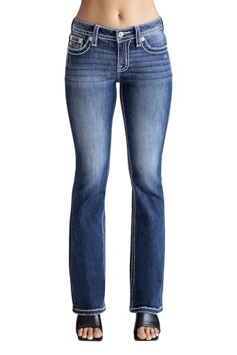 Miss Me Women's Criss Cross Paisley Faux Flap Pocket Mid-Rise Bootcut Jeans2