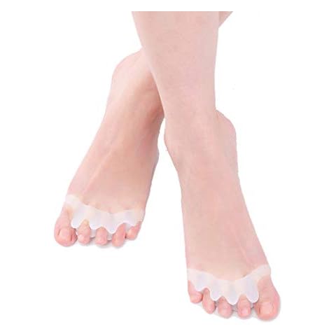 Gel Toe Separators Bunion Corrector, Silicone Toe Straighteners for Yoga, Toe Spacers Separators for Bent Toes, Hammer Toe, Overlapping Toe, Hallux Valgus, Claw Toes, Gel Toe Protector Stretcher, 4PCS Cover