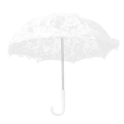 Ejoyous Lace Umbrella, Embroidery Umbrella Prop Decorative Craft Flower Lace Parasol for Wedding Costumes Cosplay Tea Party Decor (51241 bleach color)