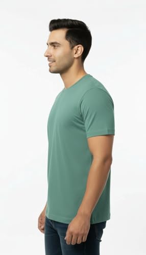 Image of Men's 100% Supima Cotton Crew Neck T-Shirt - Classic Slim Fit, Ultra-Soft Breathable Fabric, Short Sleeve Solid Tee