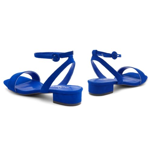 Image of Shoe Land Low Heels for Women 1 Inch Chunky Block Heeled Sandals Square Open Toe Strappy Ankle Strap Dressy Sandals for Wedding Prom Party Office