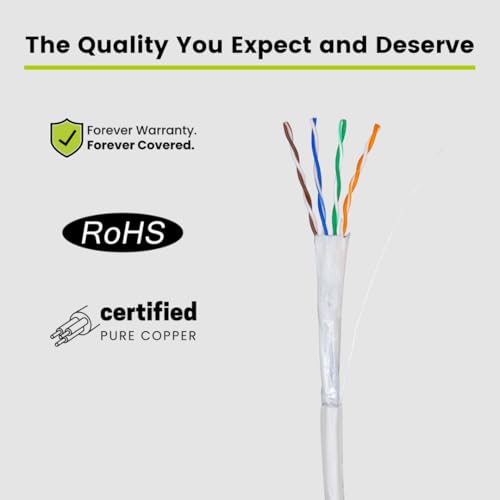 Image of TRUE CABLE Cat5e Direct Burial Bulk Ethernet Cable, Unshielded U /UTP, 1000ft,White, Waterproof, Outdoor OSP Jacket, 24AWG Solid Bare Copper, 350MHz, PoE++ 100W