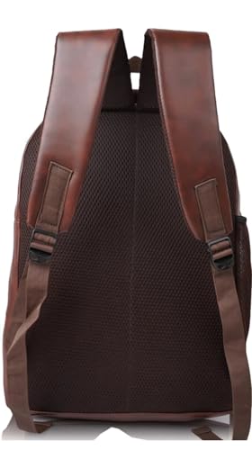 Image of Large 35 L Laptop Backpack Vegan Leather Office College Business Unisex Shoulder Trendy Laptop Backpack(35L) (BROWN)