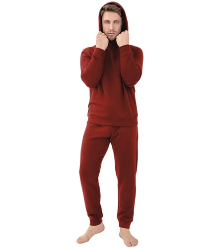DAVID ARCHY Men's Fleece Hooded Pajama Set Soft Long Sleeve Loungewear Comfortable Sweatshirts & Pajama Pants PJ Sets for men