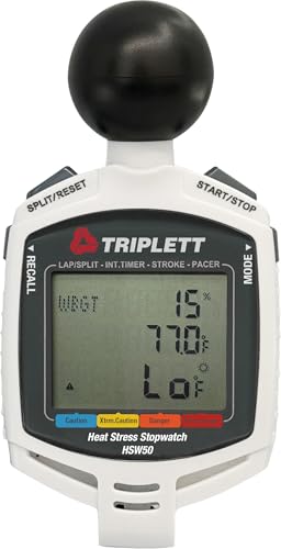 Image of Triplett HSW50 Heat Stress Stopwatch with WBGT (Wet Bulb Globe Temperature) Meter and Stroke Frequency Counter