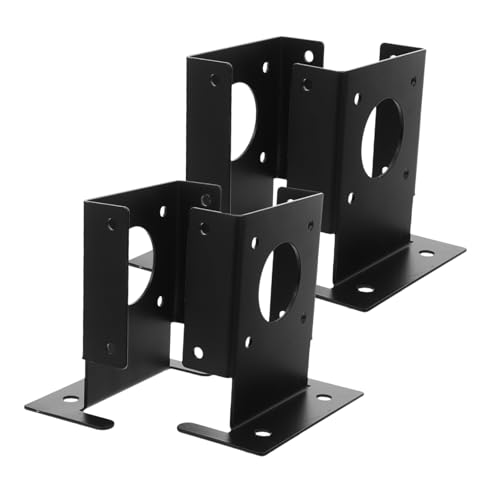 WATIIFUFU 4個柱用 重量級ステンレス製ポストベース ブラケット 安定性強化 ガゼボデッキ手すり支柱用 黒色サポートパーツ