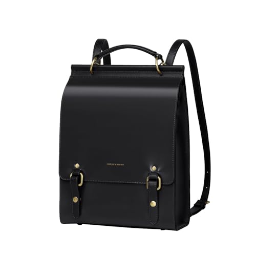 Cnoles Leather Backpack Purse For Women Fashion Ladies Vintage Bags Casual College Travel Backpacks Bag Black