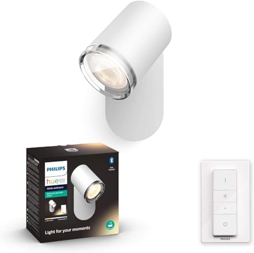 Philips Hue White Ambiance Adore Spot 1 flg. weiß 250lm inkl. Dimmschalter, Bad-Beleuchtung, dimmbar, alle Weißschattierungen, steuerbar via App, kompatibel mit Amazon Alexa (Echo, Echo Dot)