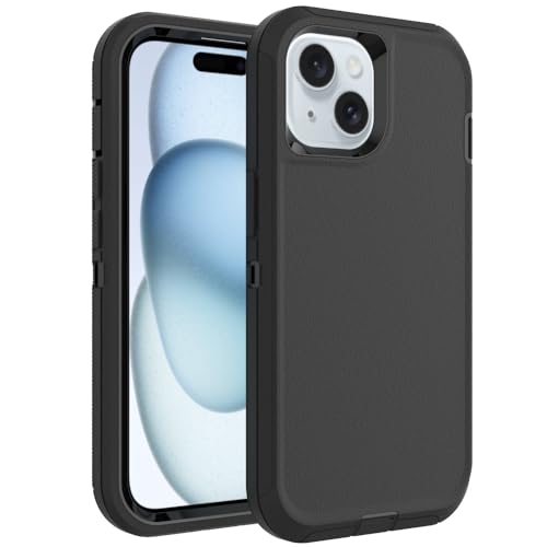 Image of Case for iPhone 15 Plus, Heavy-Duty Tough Rugged Shockproof Drop Protective Cover Phone Cases, Black