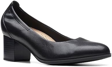 Clarks Women's Loken Step Pump, Black Leather, 10 Wide | Image 3