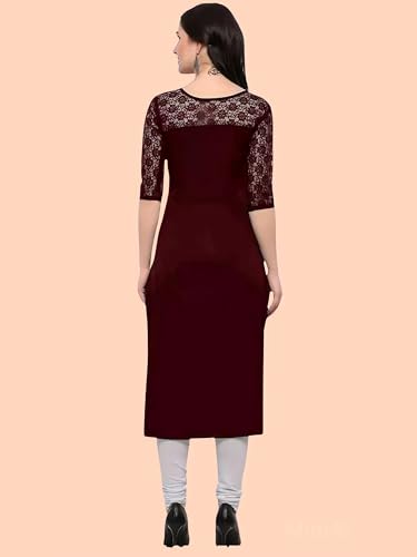 Image of Women's Crepe A-line Straight Kurtis, Plain Casual Wear Kurtis