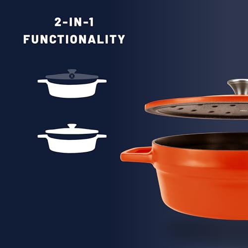 Image of All American 1930 - Dutch Oven - The Saucier Set, Saffron Orange - 5.5qt Capacity - Perfect for Sauces, Soups & Simmering - Non Stick & PFAS Free - Made in the USA
