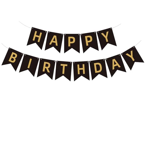 Image of Happy Birthday Banner Birthday Party Supplies (Black Gold)