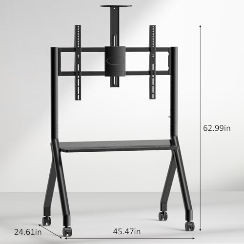 Image of Shiarffe Smart Board Stand for 55 inch- 86'' Interactive Whiteboard, Mobile Stand with Locable Rolling Wheels for Smart Whiteboard, Black