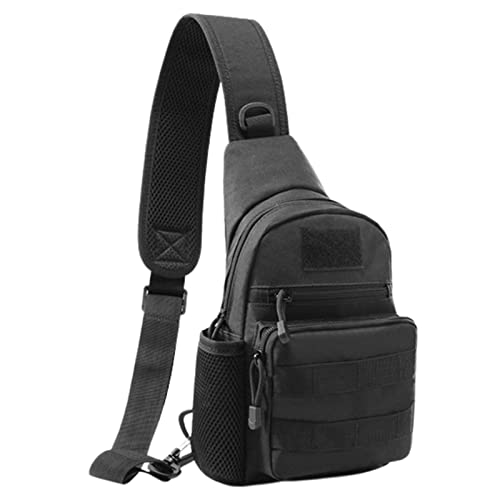 Teckey Fahrrad-Umhängetasche, Sport-Outdoor-Rucksack, Molle Travel Wanderbrust Tagesrucksack für Crossbody 900D Herren- und Damenausrüstung Freizeit Laufen Cover