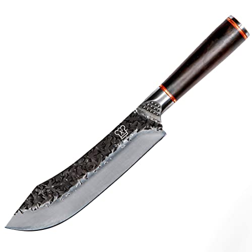 Küchenkompane - rustikales Chefmesser gebogen mit Griff aus Ebenholz | Profi Küchenmesser | Kochmesser geschmiedet & handgefertigt aus Edelstahl | ausbalanciert, rostfrei & scharf | Made in Germany Cover