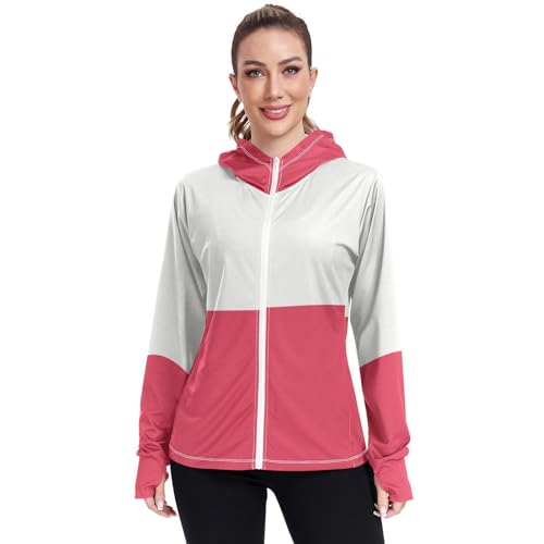 Poland Flag Womens UPF 50+ Sun Protection Hoodie Jacket Lightweight Long Sleeve Sun Shirt with Pocket Multicoloured