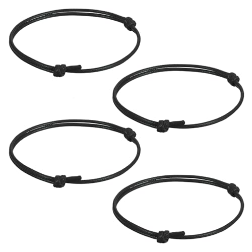 AOZUO 4 Stück Lederarmband Herren, Lederarmband Damen Geschenk für Männer und Frauen Armbänder Für Herren Armband Stoff Bracelet Damen Männer (schwarz)